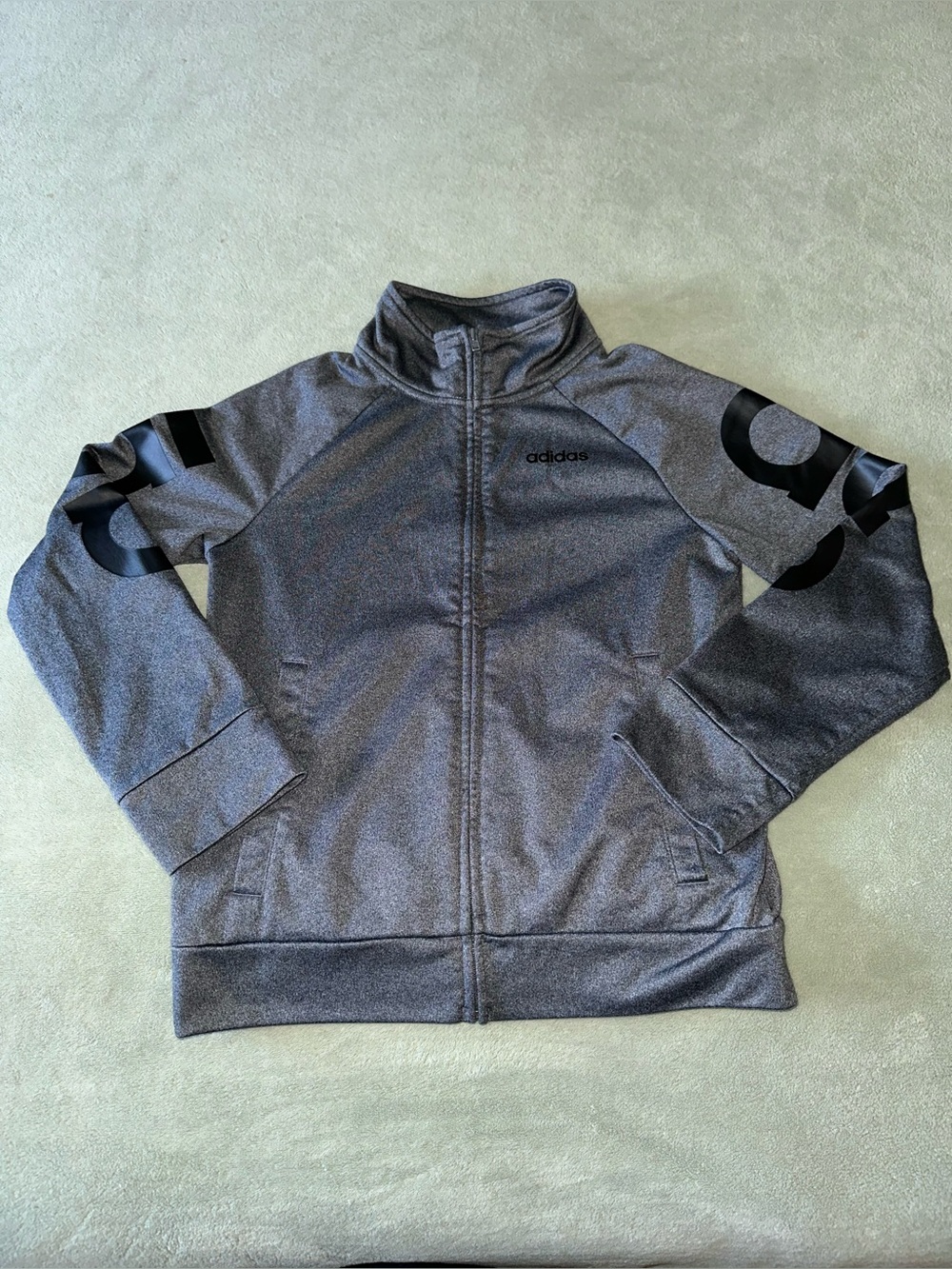Adidas Boys Size S 8 Full Zip Gray Track Jacket